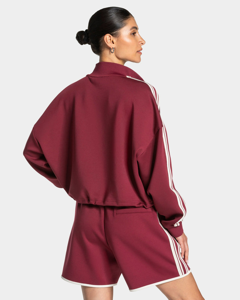 Club Cropped Zip Jacke "Weinrot"