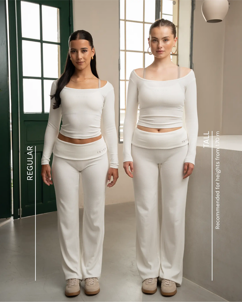 Soft Ribbed Foldover Straight Leg Pants Tall ''Cappuccino''