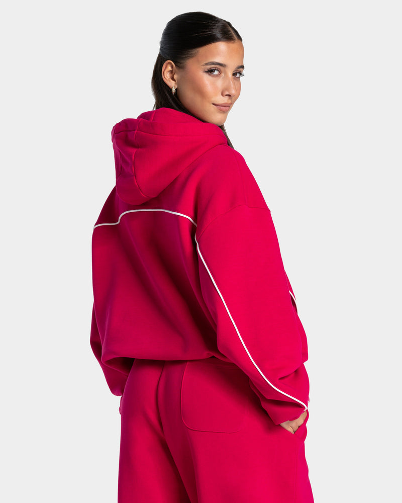 Contrastline Hooded Sweater "Raspberry"