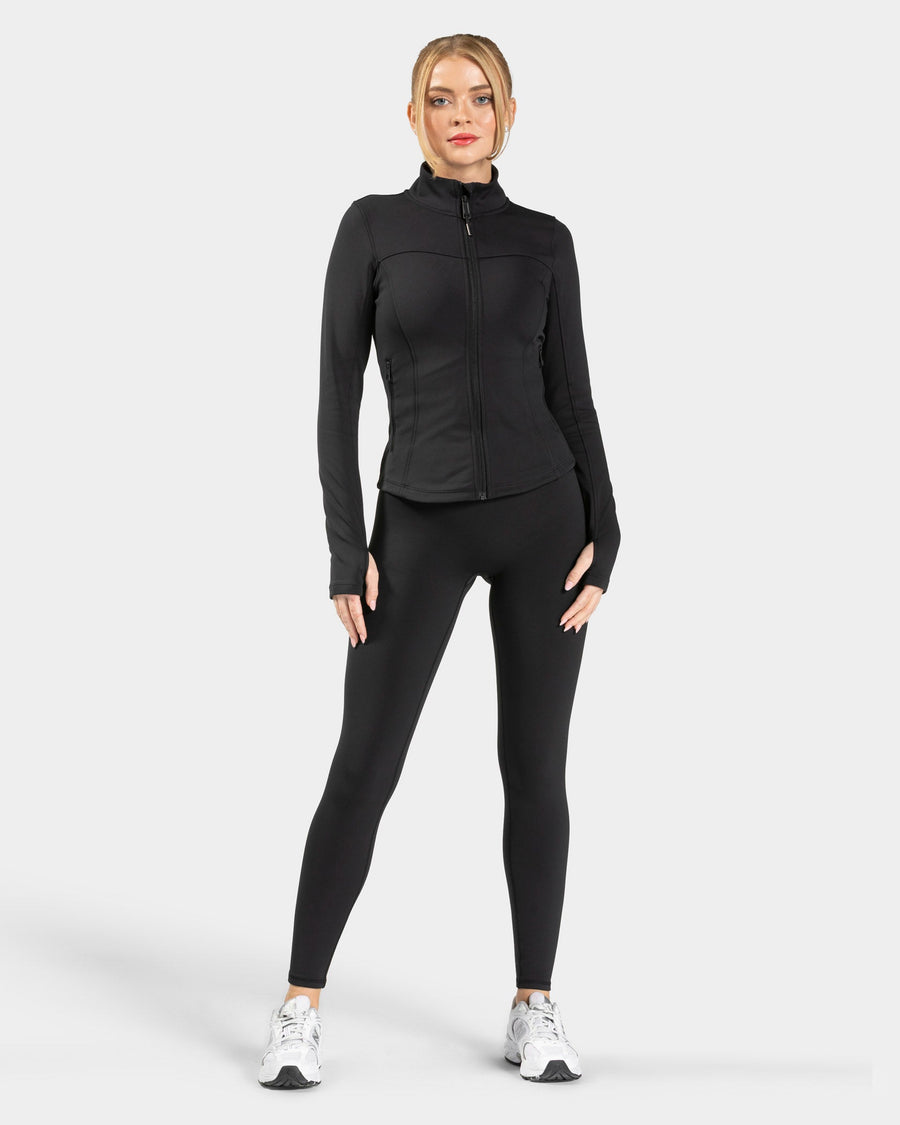Allrounder Shaping Zip Jacke Warm "Schwarz"
