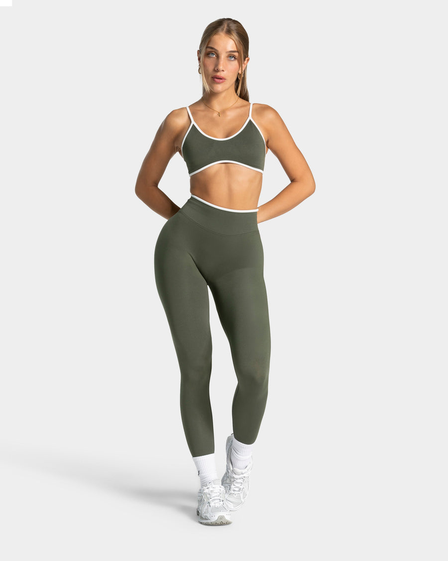 Contrastline Sculpt Scrunch Leggings "Khaki"