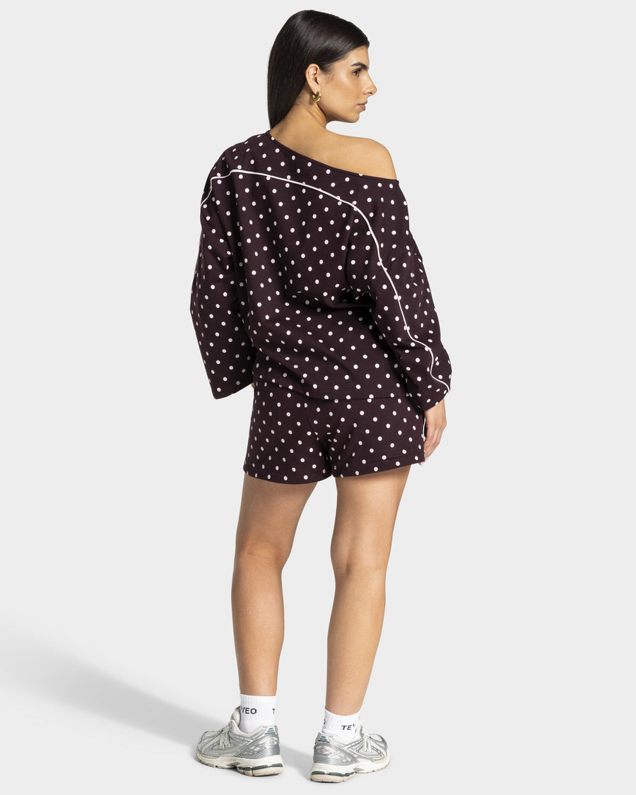 Contrastline Off-Shoulder Longsleeve "Polkadot Merlot"