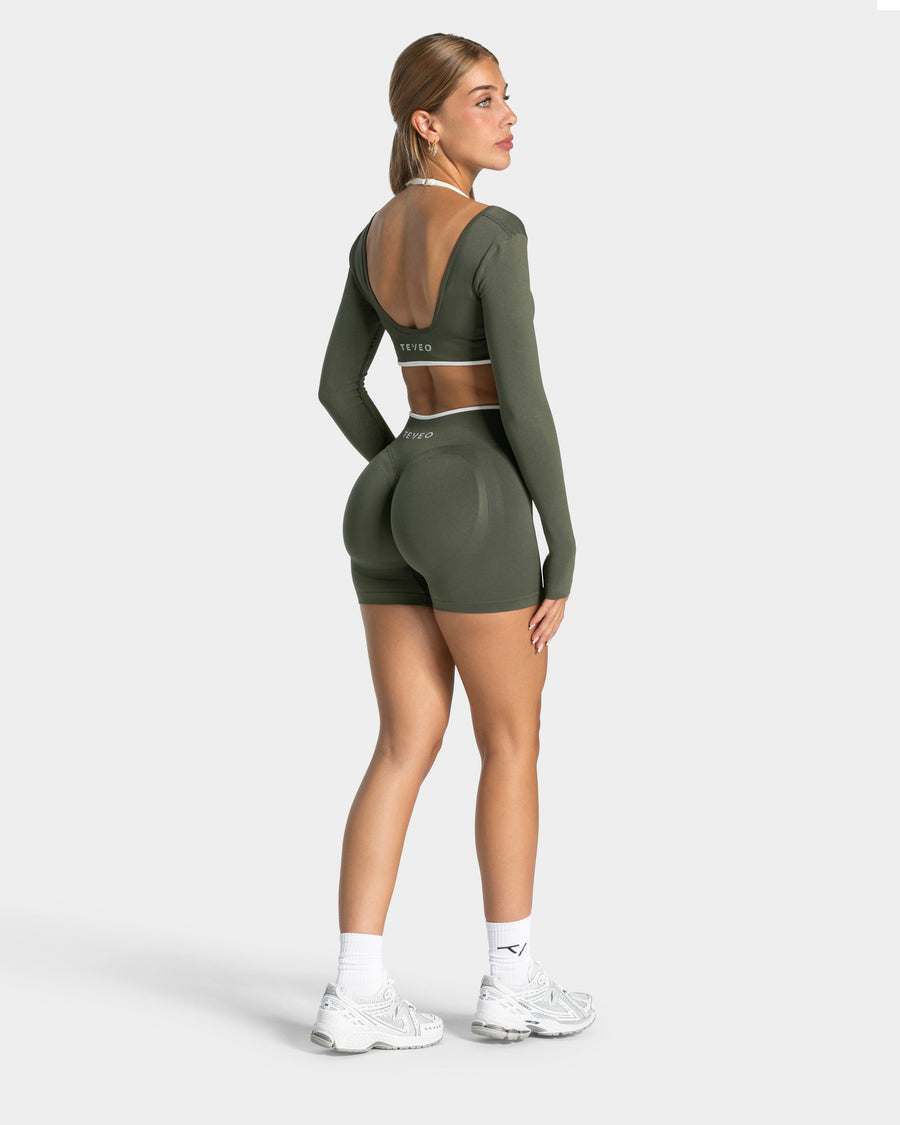 Contrastline Sculpt Scrunch Shorts "Khaki"