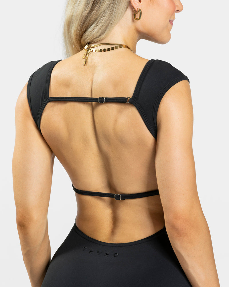 Femme Backless Shorts Jumpsuit "Schwarz"