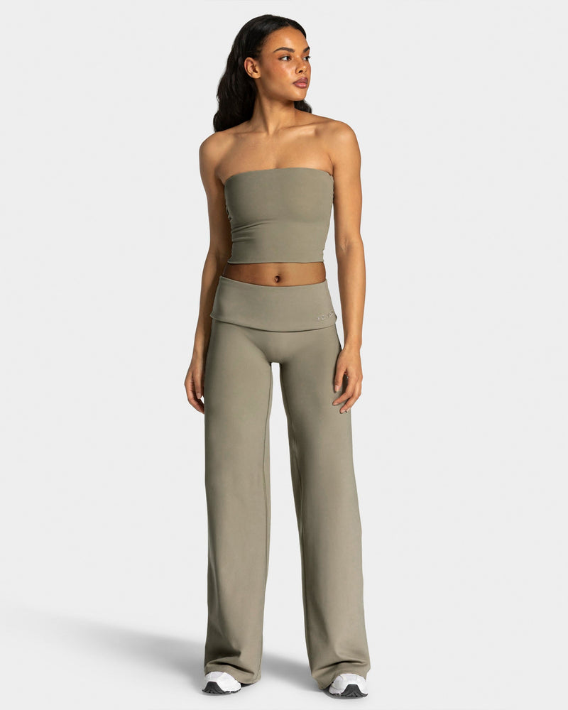 Mellow Fold Over Straight Leg Pants Tall "Khaki"