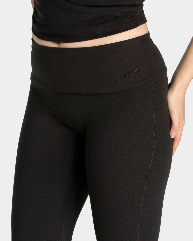 Mellow Fold Over Flared Leggings Regular "Schwarz"