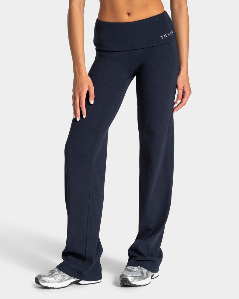 Soft Ribbed Foldover Straight Leg Pants Tall ''Midnight''