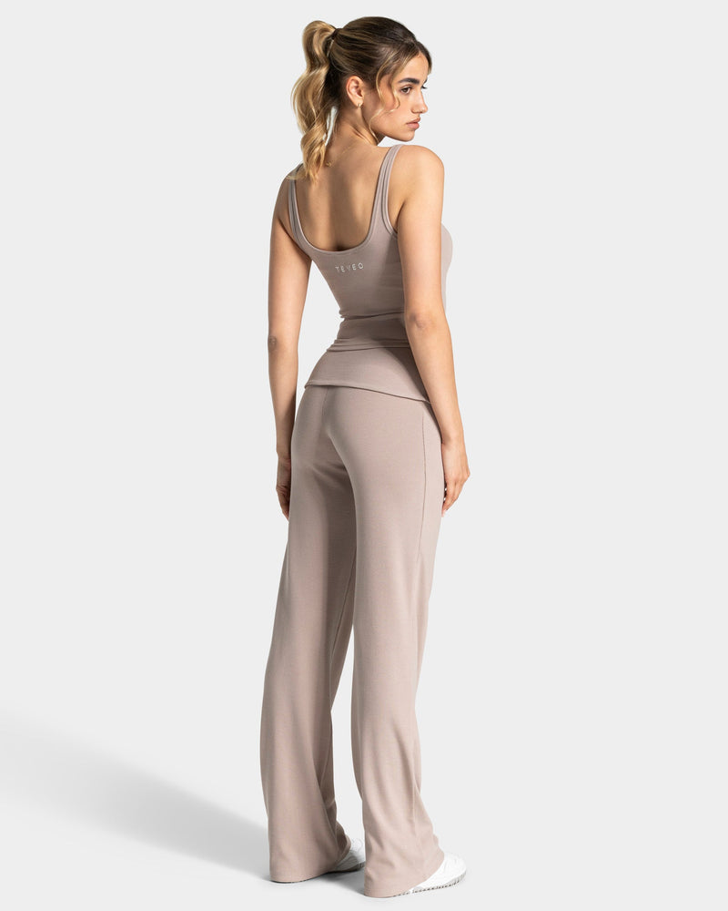 Soft Ribbed Foldover Straight Leg Pants Regular ''Cappuccino''