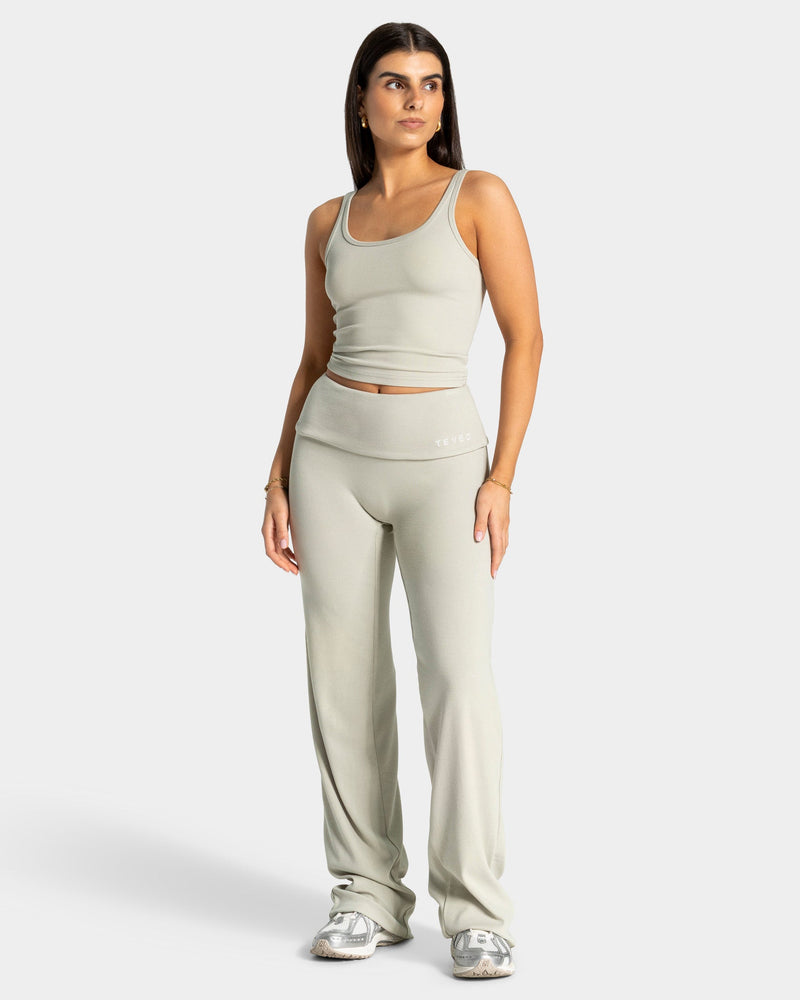 Soft Ribbed Foldover Straight Leg Pants Regular ''Pistachio''