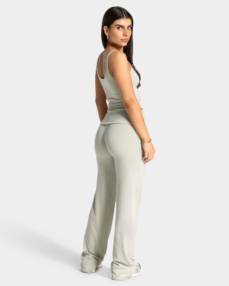 Soft Ribbed Foldover Straight Leg Pants Regular ''Pistachio''