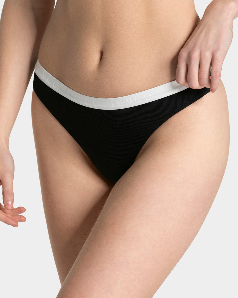Soft Ribbed Tanga "Schwarz"