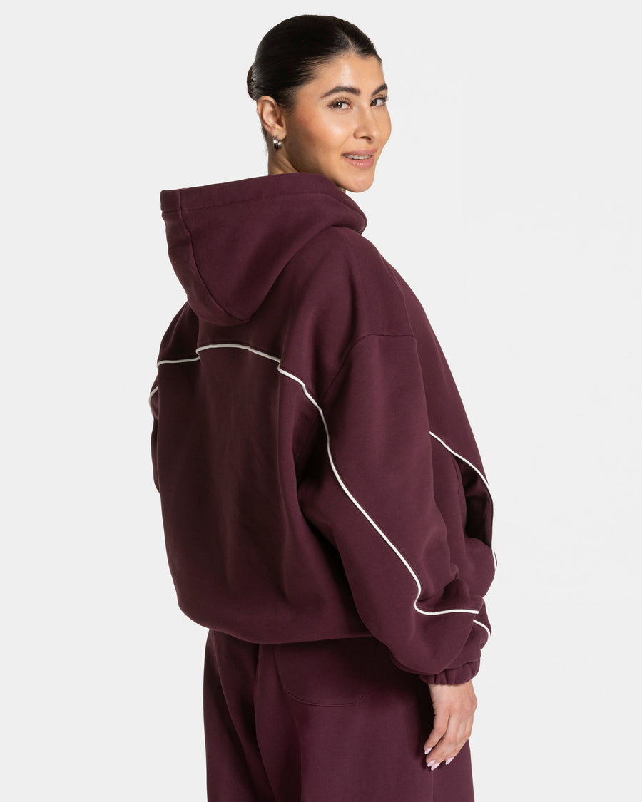 Contrastline Hooded Sweater "Pflaume"