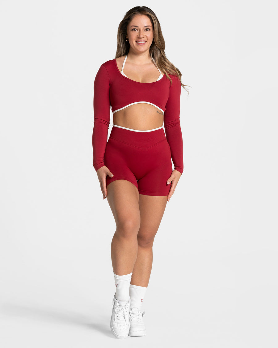 Contrastline Sculpt Scrunch Shorts "Cherry"