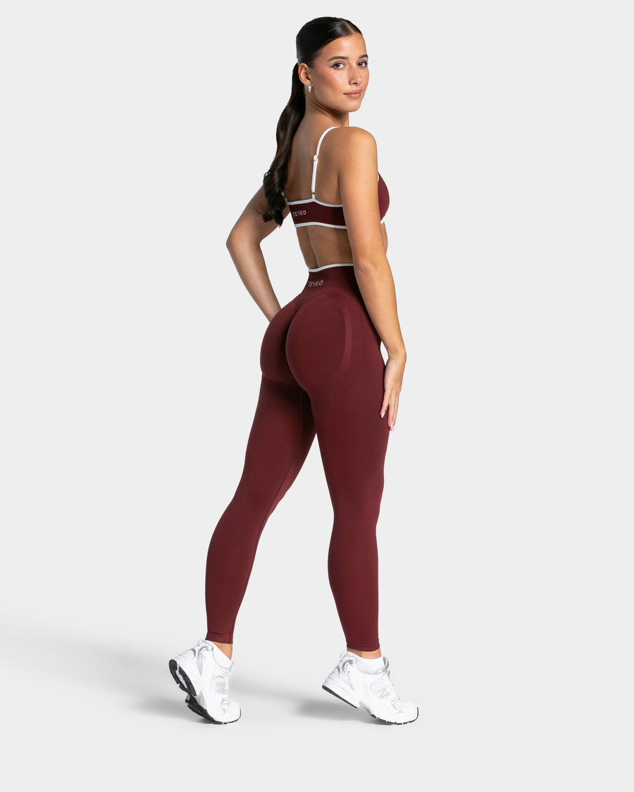 Contrastline Sculpt Scrunch Leggings "Weinrot"