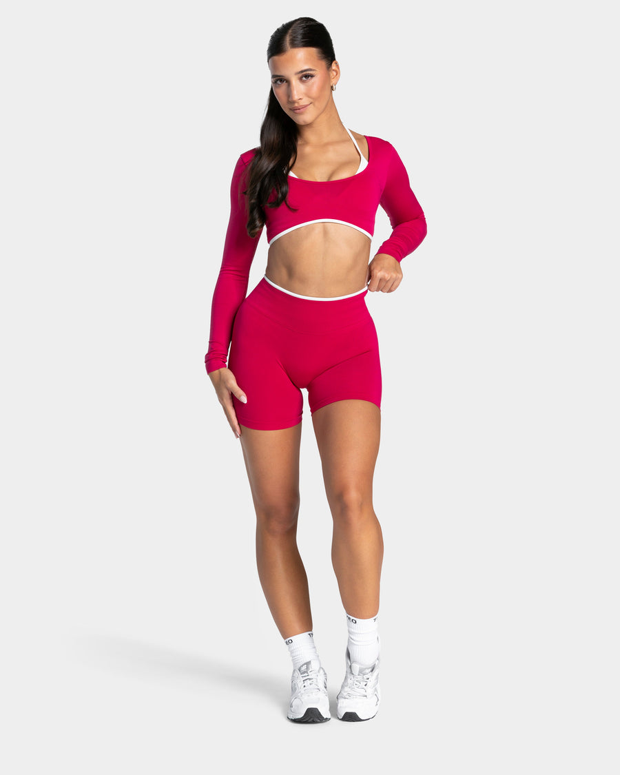 Contrastline Sculpt Scrunch Shorts "Raspberry"