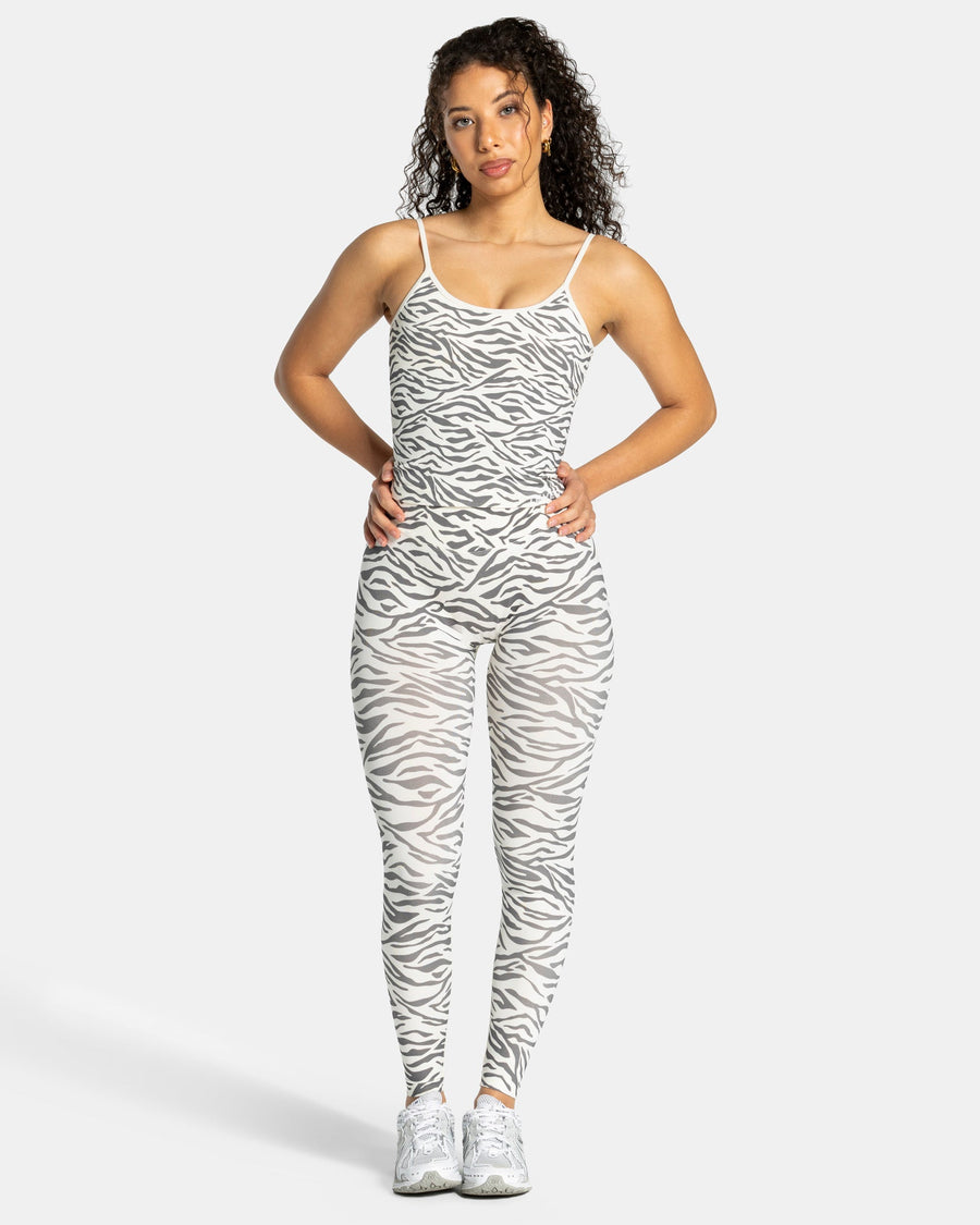 Contrastline Sculpt Scrunch Leggings "Zebra Off White"