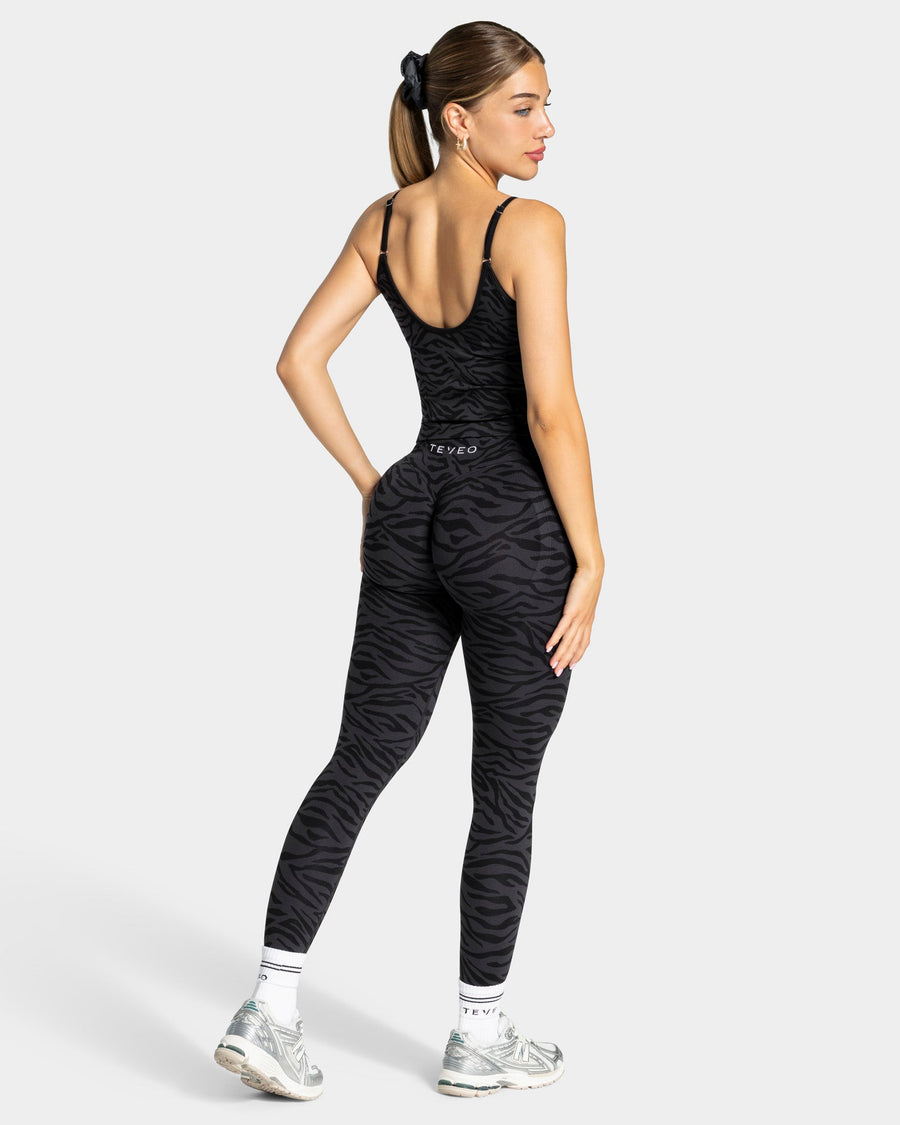 Contrastline Sculpt Scrunch Leggings "Zebra Schwarz"