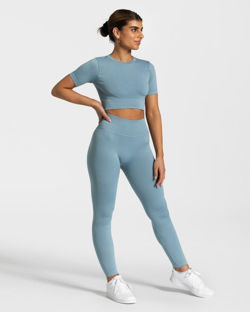 Sensation Crop Top "Stahlblau"