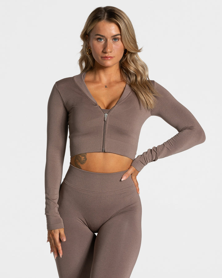 Statement Zip Jacke &laquo;Mokka&raquo;